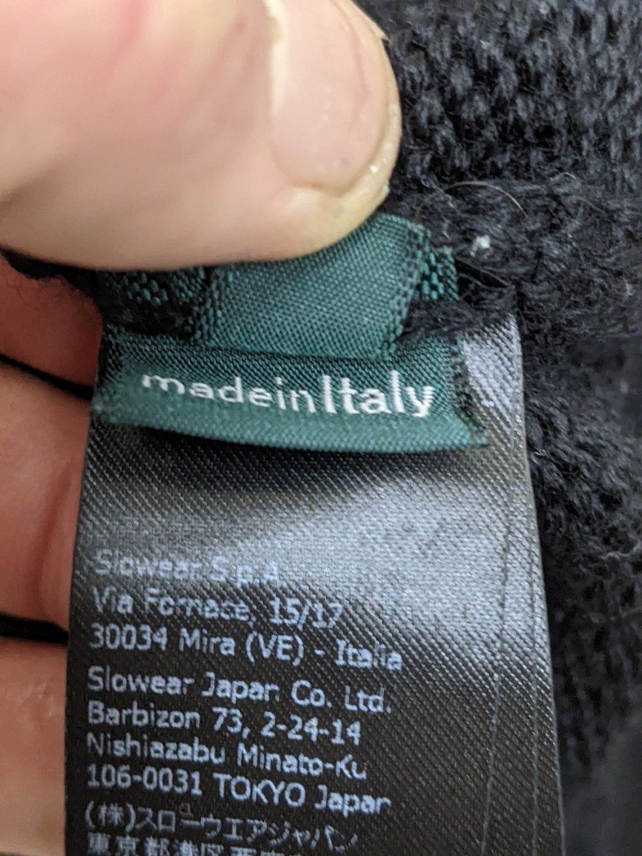 17．イタリア製 ZANONE ELC 編込み モックネック ウールニットセーター メンズ46　黒　　x613_画像5