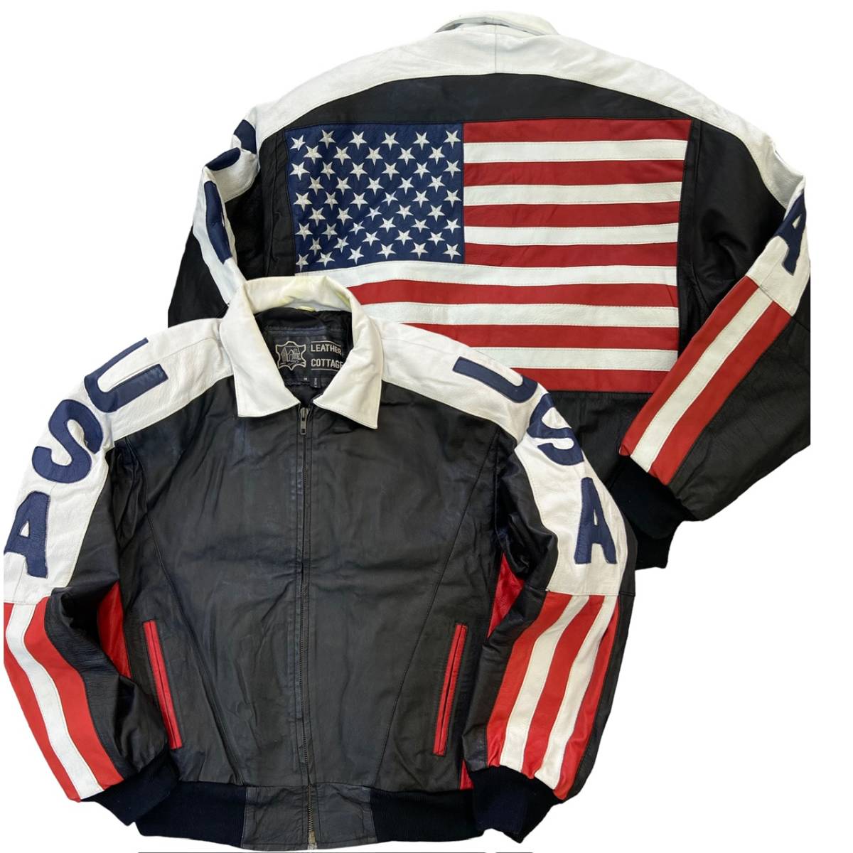 Yahoo!オークション - 90s USA 星条旗 オール レザー ジャケット Yahoo!オークション - 90s USA 星条旗 オール レザー ジャケット