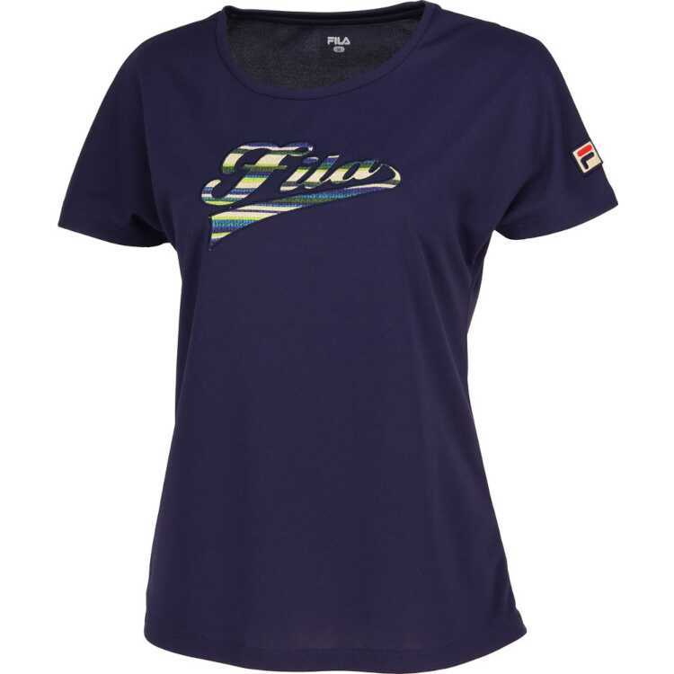 アップリケTシャツ(レディース) M フィラネイビー #VL2696-20 FILA 新品 未使用_画像1