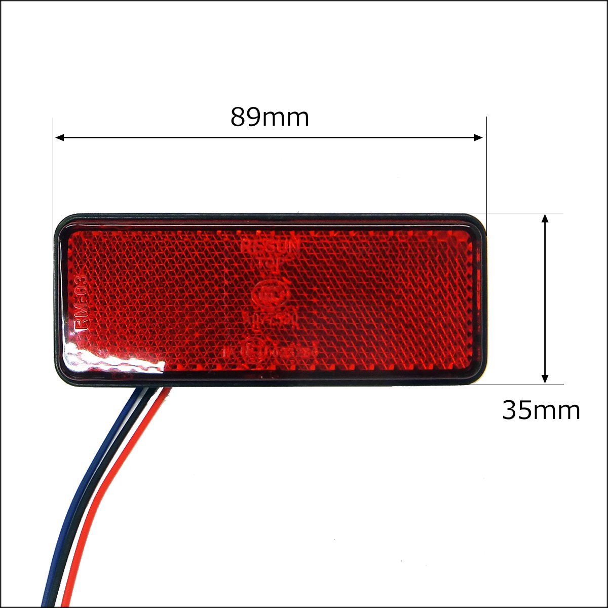 LEDリフレクター (8) 角型 赤レンズ 2個セット 12V 反射板 サイドマーカー メール便/13χ_画像3