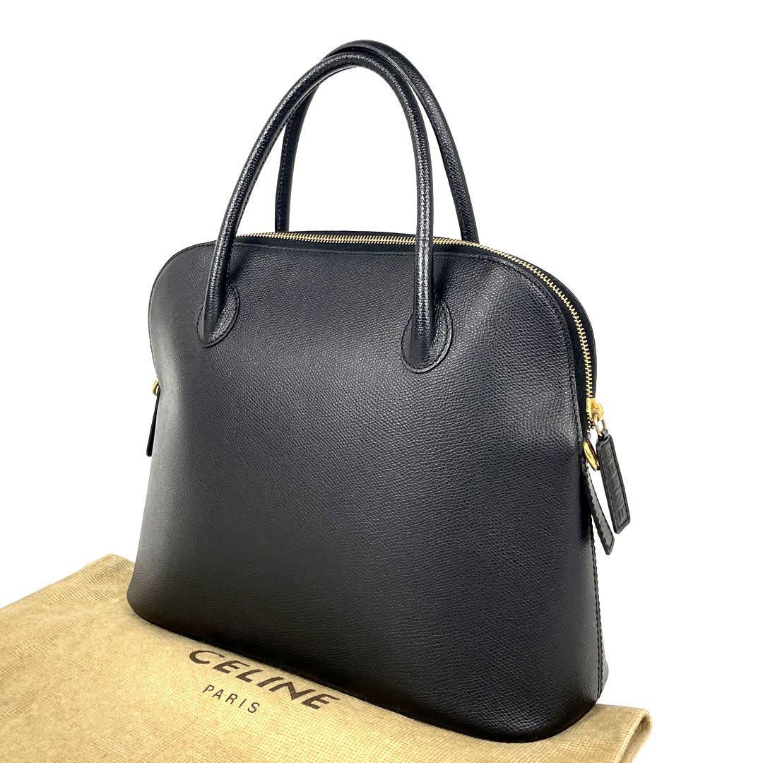 【極美品】CELINE セリーヌ ハンドバッグ トートバッグ ロゴ型押し ゴールド金具 フォーマル ビジネス 男女兼用 レザー ブラック 人気_画像2