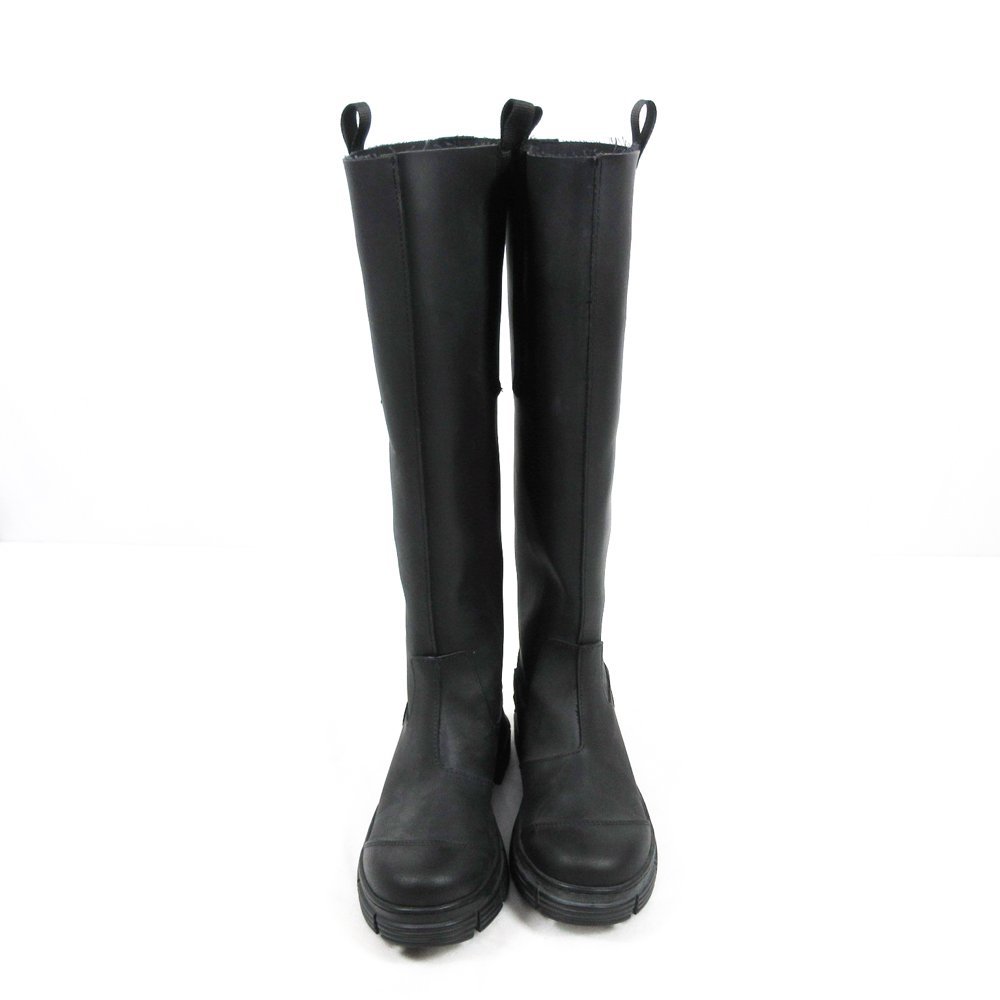 =*GANNI(ga knee ) long boots! recycle Raver! black!23.5~24cm corresponding regular price 4 ten thousand 