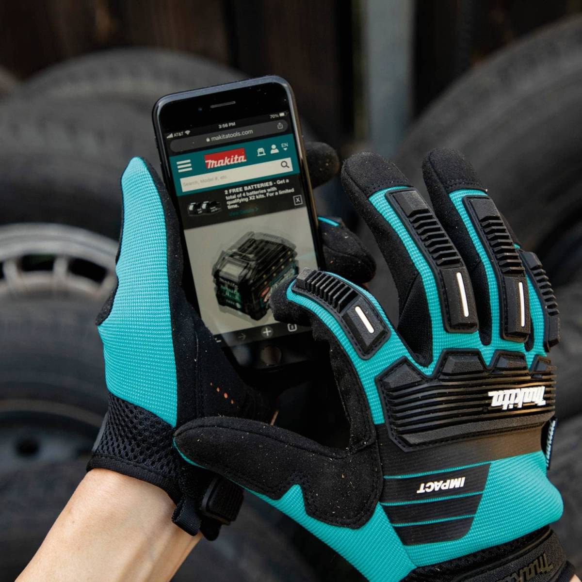 [ человек для ] Makita ударопрочный перчатка Makita Unisex T 04248 Advanced Impact Demolition Gloves, Teal/Black, Medium US