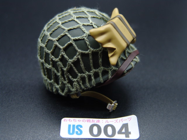 【 US 004 】1/6ドールパーツ：DRAGON製 アメリカ軍 US落下傘兵偽装網付ヘルメット【 長期保管・ジャンク扱い品 】_1/6スケールUS落下傘兵偽装網付ヘルメット