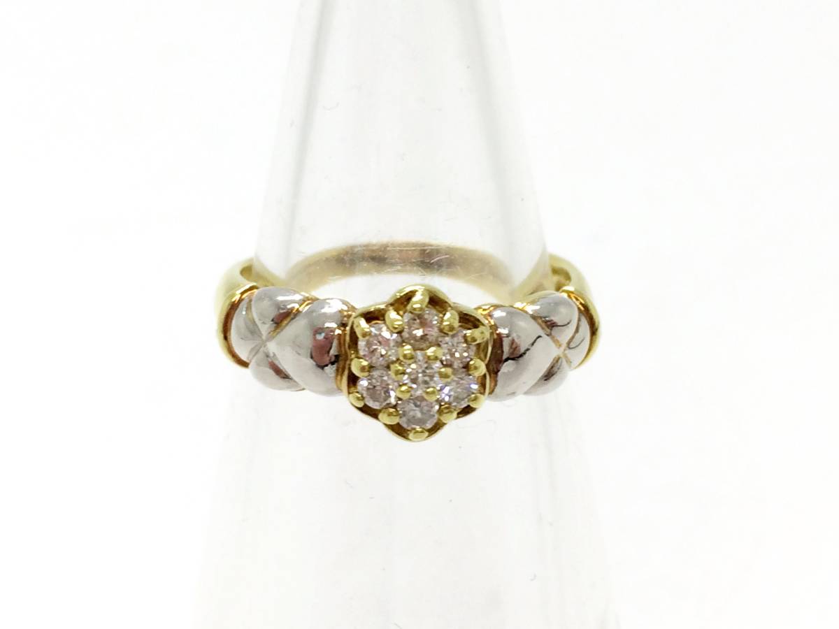 全ての リング 0.23ct ダイヤ メレ プラチナ 18金 コンビ ◆◆【ダイヤモンド】K18/PT850 指輪 ◆◆ oi ダイヤモンドチェッカー反応確認済み 14号 その他