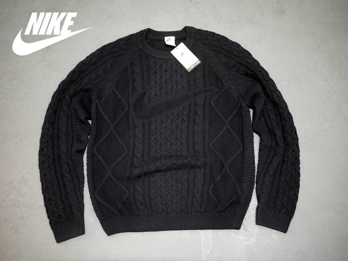 新品タグ付き/XL/ナイキ ケーブル ニット L/S セーター ブラック 黒 NIKE AS M NL CABLE KNIT SWEATER LS_画像5