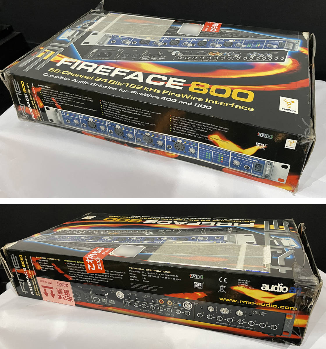 RME FireFace800 オーディオインターフェース_外箱は痛みあります