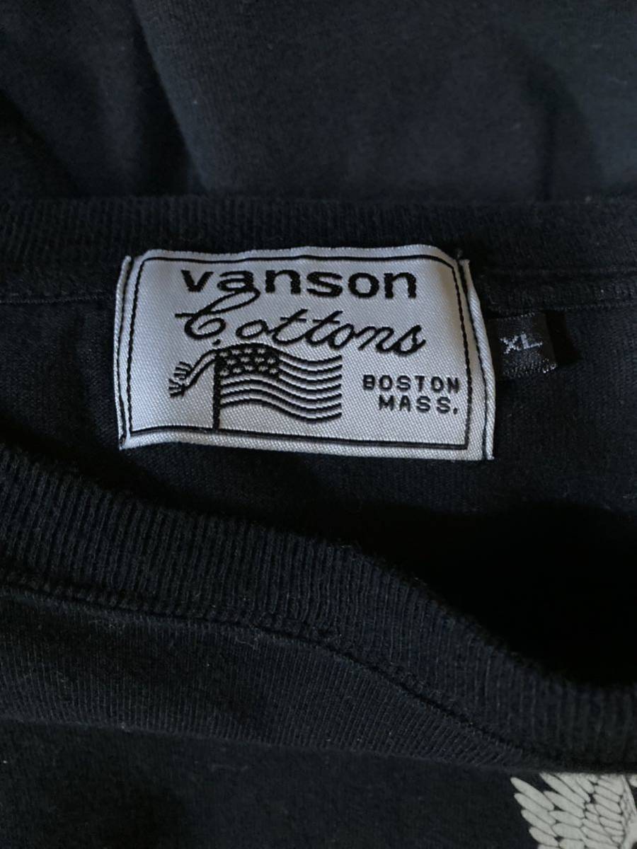 VANSON バンソン サイズXL メンズ　長袖シャツ 黒 ブラック ロング カットソー ドクロ_画像3