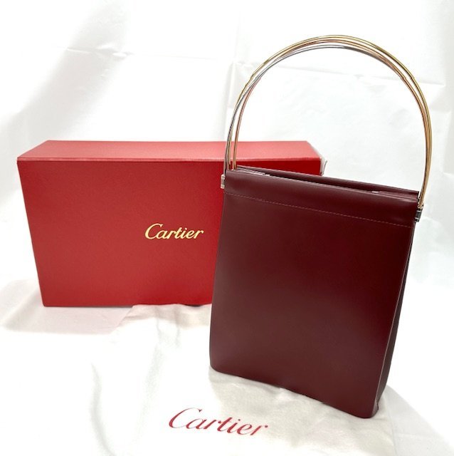 【中古品】カルティエ　Cartier　ハンドバッグ　トリニティー　カーフ　ボルドー【送料別】FB0362_画像1
