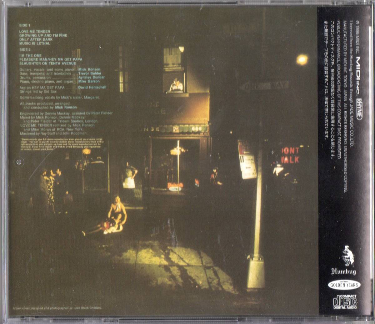 Mick Ronson /Slaughter On 10th Avenue+3【グラムロック日本盤CD/MDCP-4067】1974年*CD化1995年 ミック・ロンソンDavid Bowie_画像2