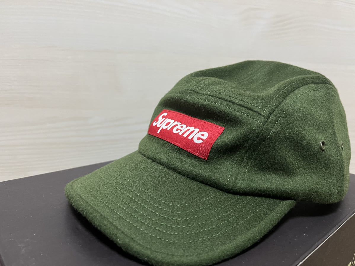 極美品 希少 20AW Supreme Loro Piana WOOL CAMO CAMP CAP シュプリーム ロロピアーナ カーキ box logo ボックスロゴ _画像2