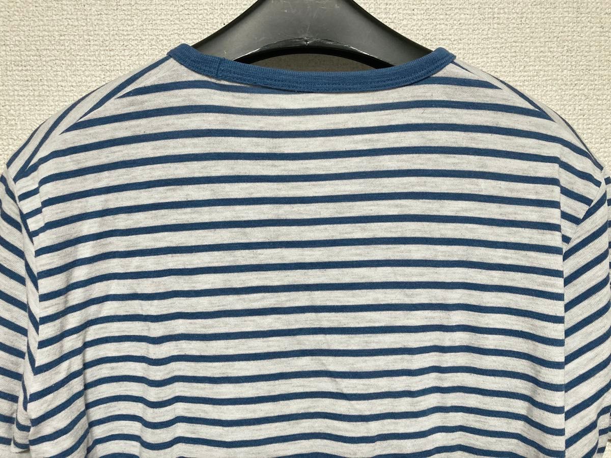 UNIQLO 青 白 ボーダー Tシャツ L ユニクロ Blue White ブルー ホワイト マリンカラー ボーダー柄