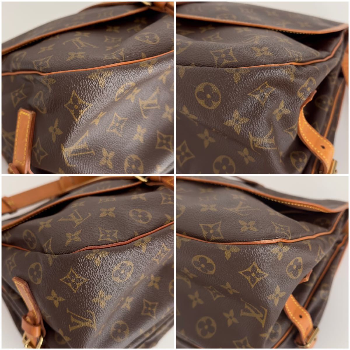 1円〜★LOUIS VUITTON ルイヴィトン ソミュール 35 ショルダーバッグ モノグラム 斜め掛け m42254 メッセンジャー フラップ レザー 茶色_画像5