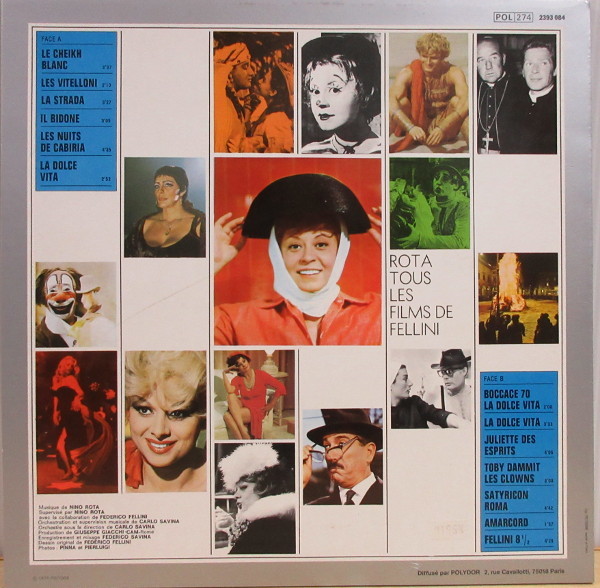 即決 999円 LP ニーノ・ロータ フェデリコ・フェリーニ カルロ・サヴィナ Rota Toutes Les Musiques De Film De Fellini 1974年 仏盤_画像2