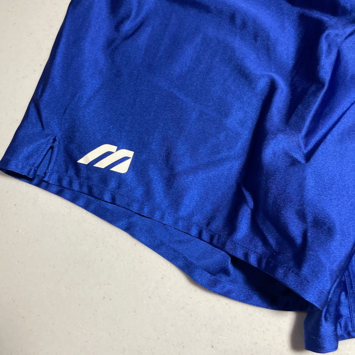 ミズノ MIZUNO 青 ブルー 90年代 サッカー トレーニング用 光沢サカパン サッカーパンツ Oサイズ_画像3