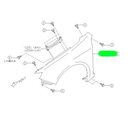 新品★スバル純正 インプレッサ WRX STi GVF Aライン フロント フェンダコンプリート 左側 LH 無塗装品 A-Line GV/GR_画像2