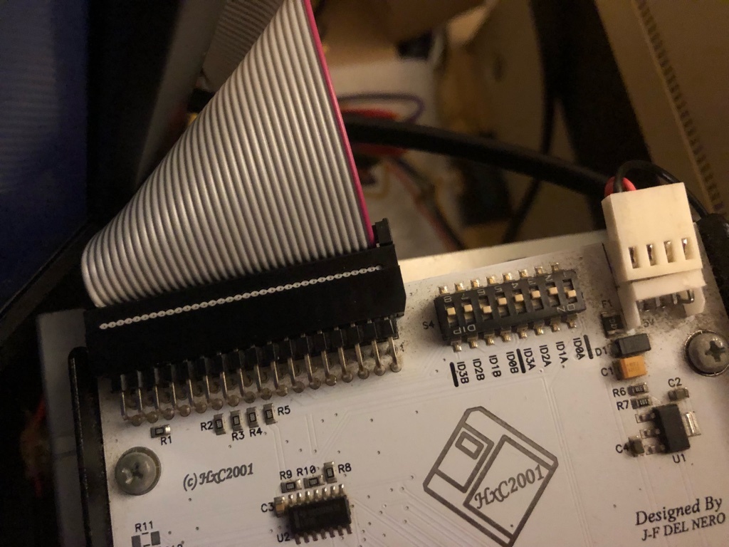 HxC Floppy Emulator / FDDエミュレータの外部接続ケーブル！ X68000 PRO / PROⅡおよびX1シリーズ turbo/Z 用です。_Hxc側は赤（1pin)が電源よりです