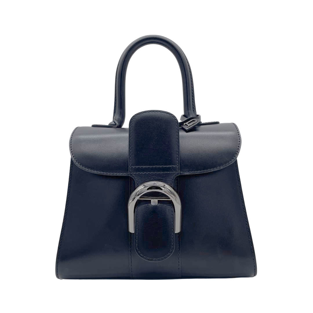 DELVAUX デルヴォー 2WAYハンドバッグ ブリヨンミニ ボックスカーフ ブラック ガンメタ金具_画像1