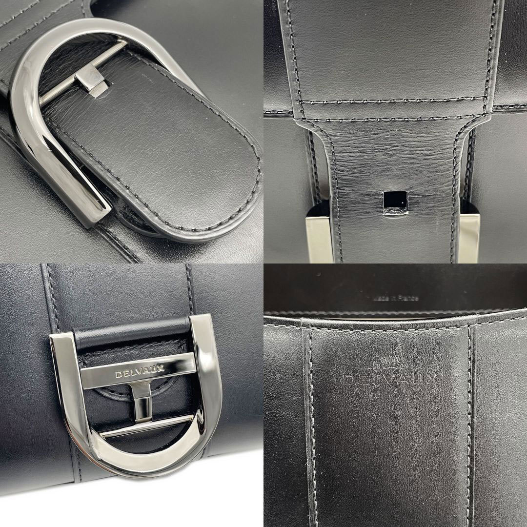 DELVAUX デルヴォー 2WAYハンドバッグ ブリヨンミニ ボックスカーフ ブラック ガンメタ金具_画像9