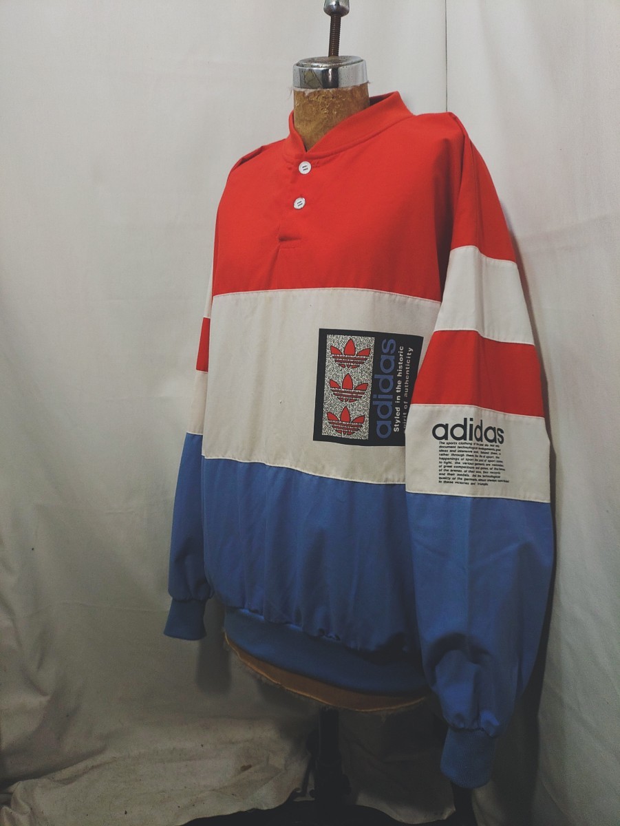 Vintage Adidas multi block color pullover shirt 80s アディダス マルチ ブロック カラー プルオーバー シャツ トリコロール ビンテージ_画像2