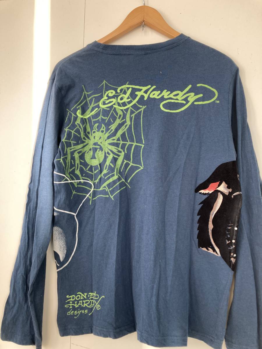 DON・ED HARDY 長袖Tシャツ/サイズS エド・ハーディー スカル＆タイガー 綿100%☆古着 _画像5