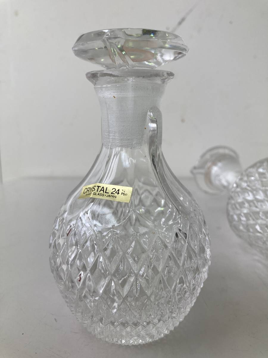 KAMEI GLASS 調味料入れ 2点セット/カメイガラス 日本製 醤油差し CRYSTAL カットガラス☆未使用_画像6