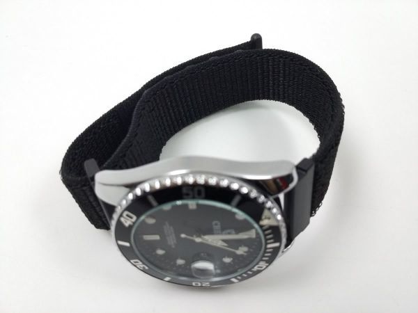 ループバンド 交換用腕時計ベルト ナイロン ストラップ スポーツ ブラック2 22mm_画像2