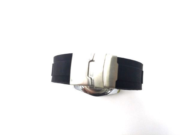 シリコンラバーストラップ 弓カン Wロックバックル 交換用腕時計ベルト キャタピラ2 ブラック 22mm_画像4