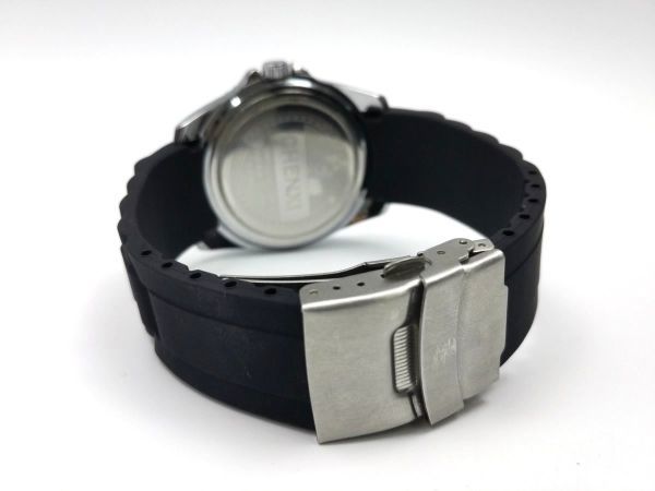 シリコンラバーストラップ 弓カン Wロックバックル 交換用腕時計ベルト キャタピラ2 ブラック 22mm_画像1