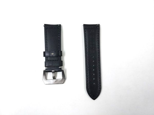 レザー製ミリタリーストラップ 交換用腕時計ベルト 本皮 クイックリリース 26mm ブラックの画像2