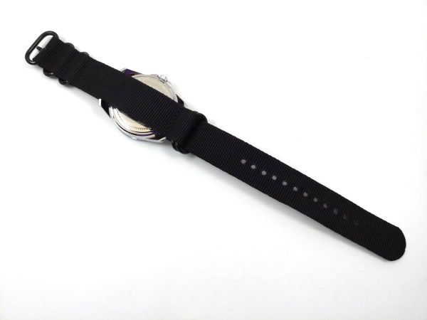 ナイロン製ミリタリーストラップ 腕時計布ベルト natoタイプ 黒Xブラック 22mmの画像5