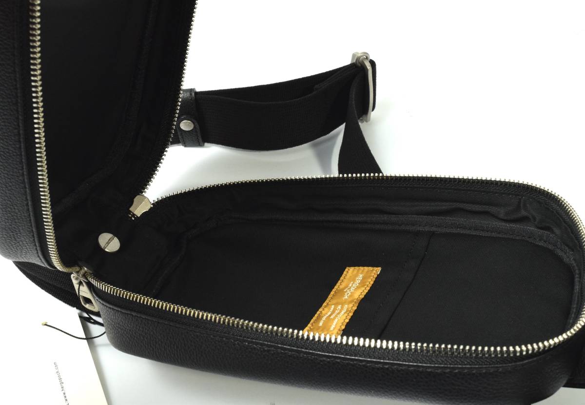  unused HERGOPOCH L gopok cow leather leather shoulder body bag black black 