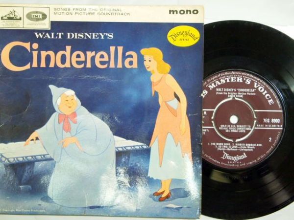 【超希少EP】WALT　DISNEYS　Cinderella/シンデレラ　'59年　UK盤　ディズニーランドレコード_画像1