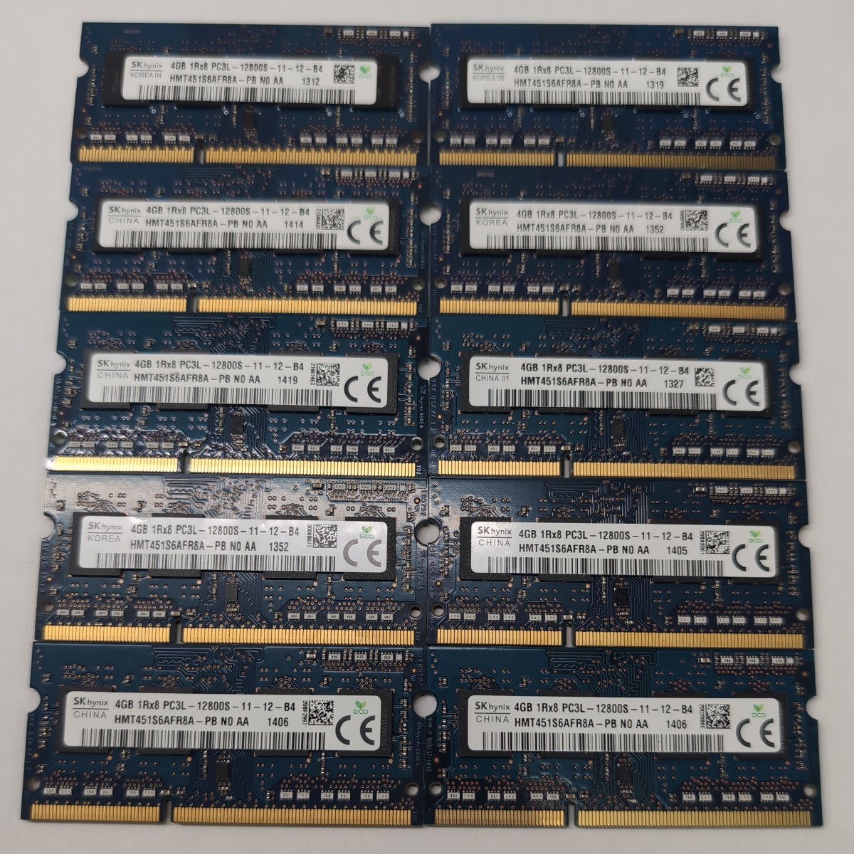 【10枚セット】4GB DDR3 SKhynix 1R×8 PC3-12800S-11-12-B4 S.O.DIMM 204pin ノートPCメモリ まとめ売り 業者様向け【動作確認済】P02475_画像1