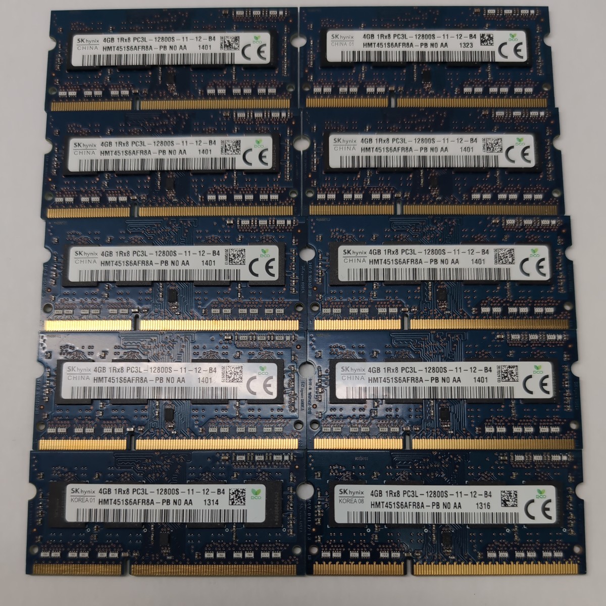 【10枚セット】4GB DDR3 SKhynix 1R×8 PC3-12800S-11-12-B4 S.O.DIMM 204pin ノートPCメモリ まとめ売り 業者様向け【動作確認済】P02385_画像1