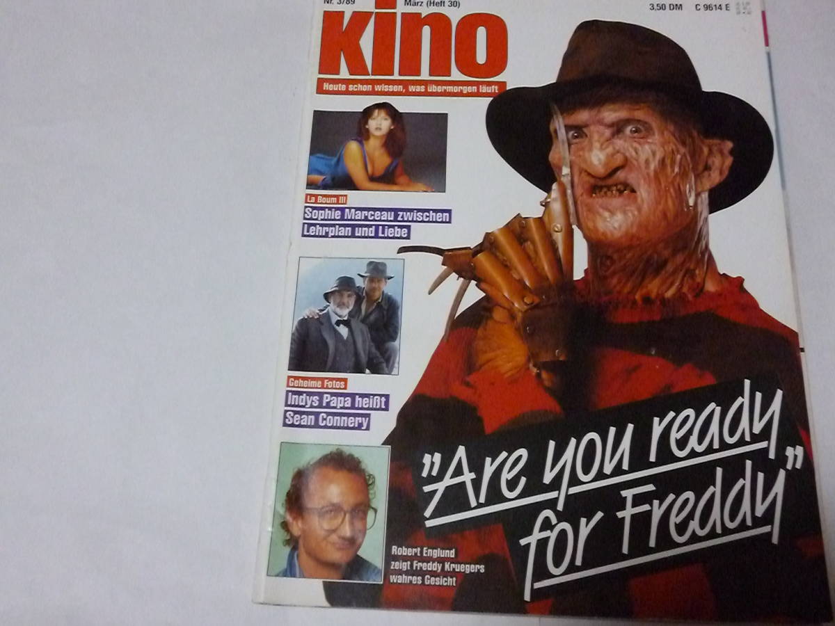 ドイツの映画雑誌「kino」（1989年3月号）（「エルム街の悪夢」、フレディ、シビル・ダニング、ソフィー・マルソー）_画像1