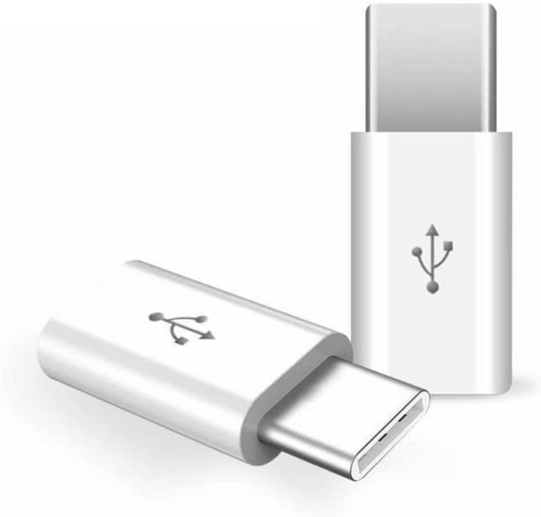 白 2個セット Micro USB → Type C 端子 変換 アダプター 充電 コネクター Android Xperia スマホ アンドロイド エクスペリア 下駄_画像1