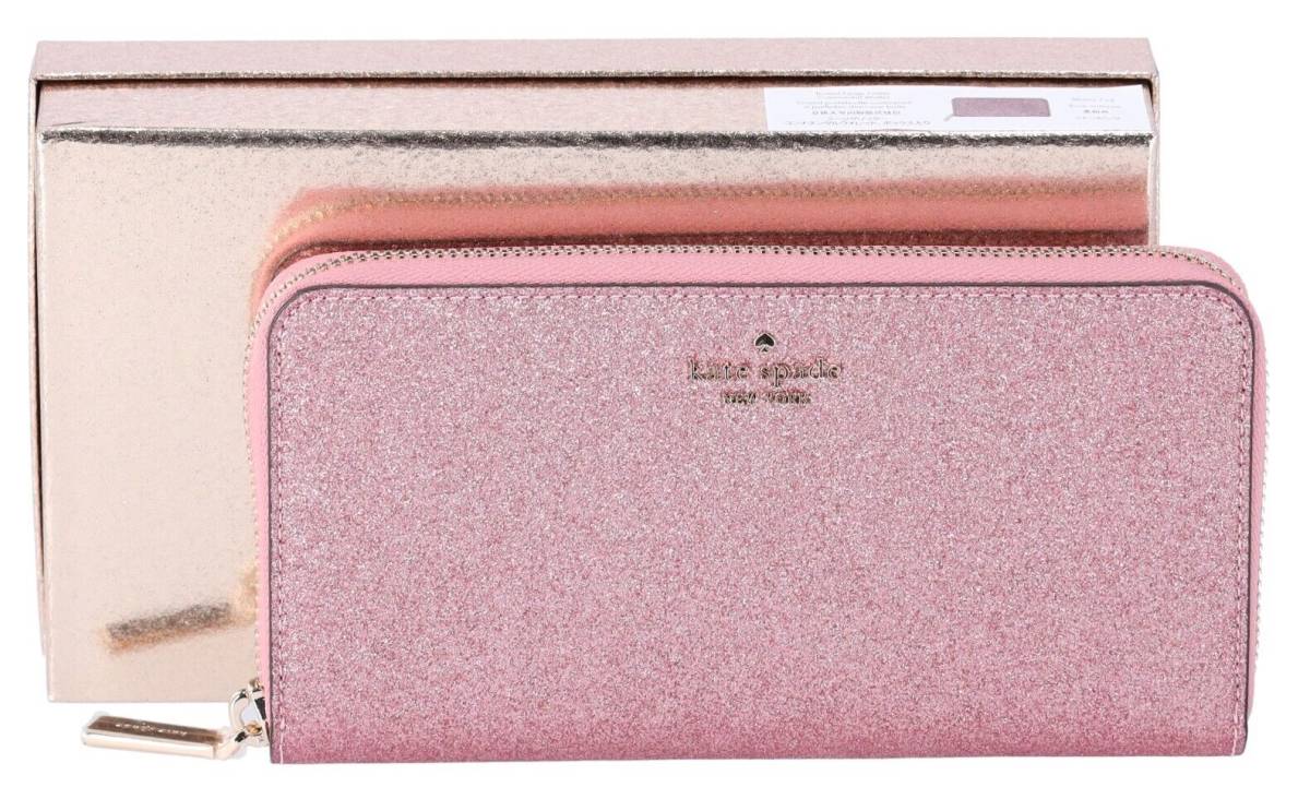 ☆セール☆kate spade グリッター♪長財布 Mitten Pink 箱付