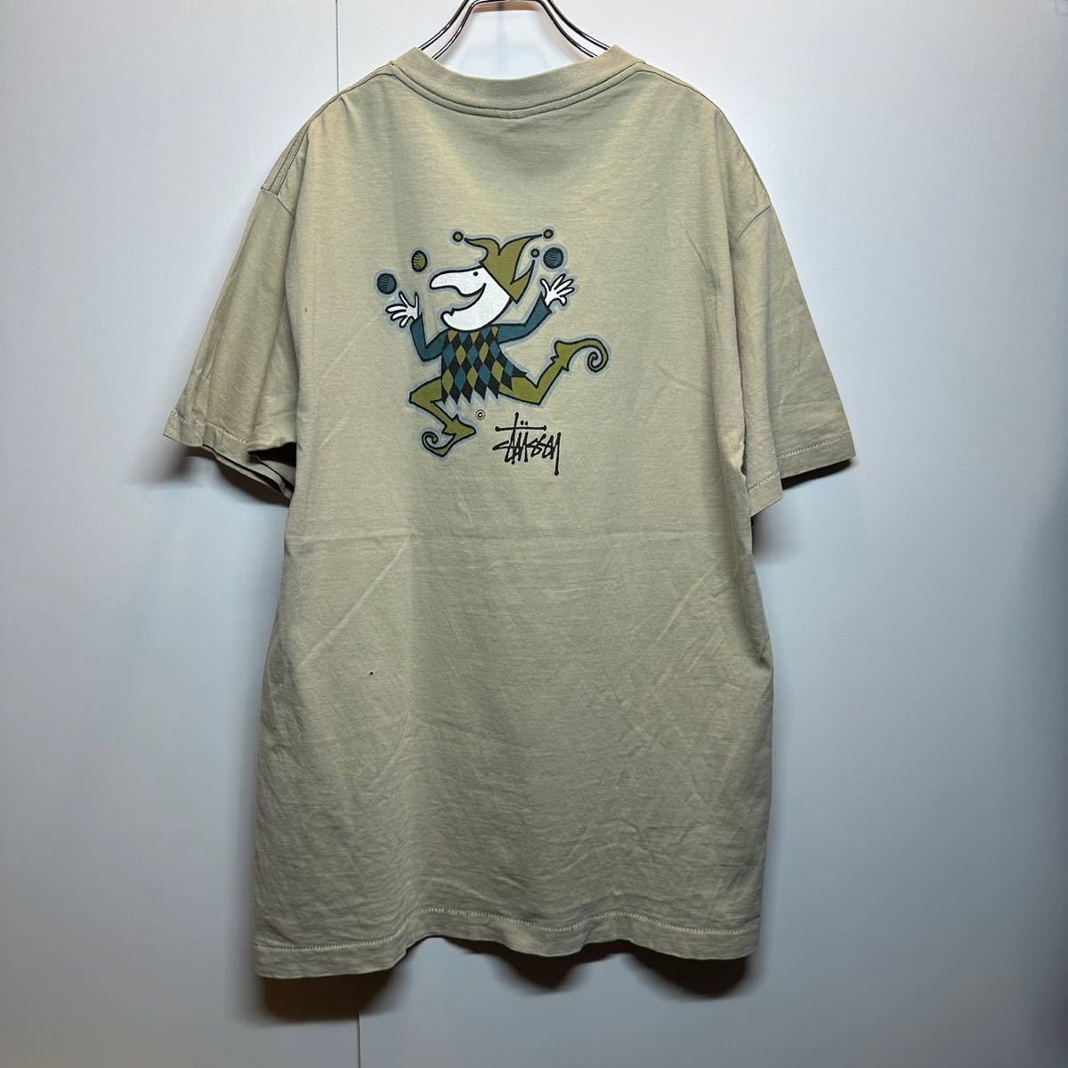 【L】1980s old stussy Tshirts joker beige vintage 80年代 オールド ステューシー Tシャツ 黒タグ USA製 ジョーカー ヴィンテージ F230の画像2