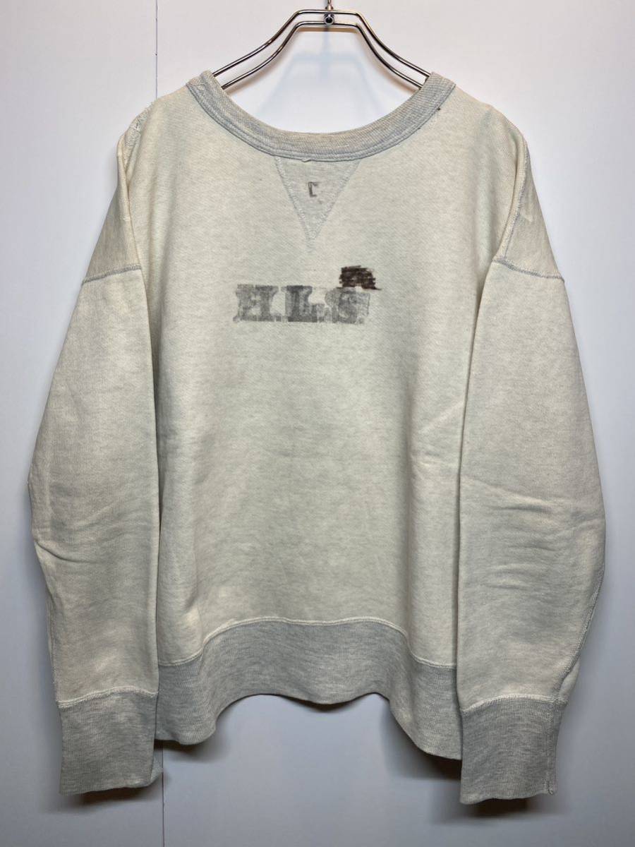 1960s vintage 2tone sweat front gusset stenciled 60年代 ヴィンテージ 2トーン スウェット 前V 貼り付け グレー ステンシル入り F207_画像1