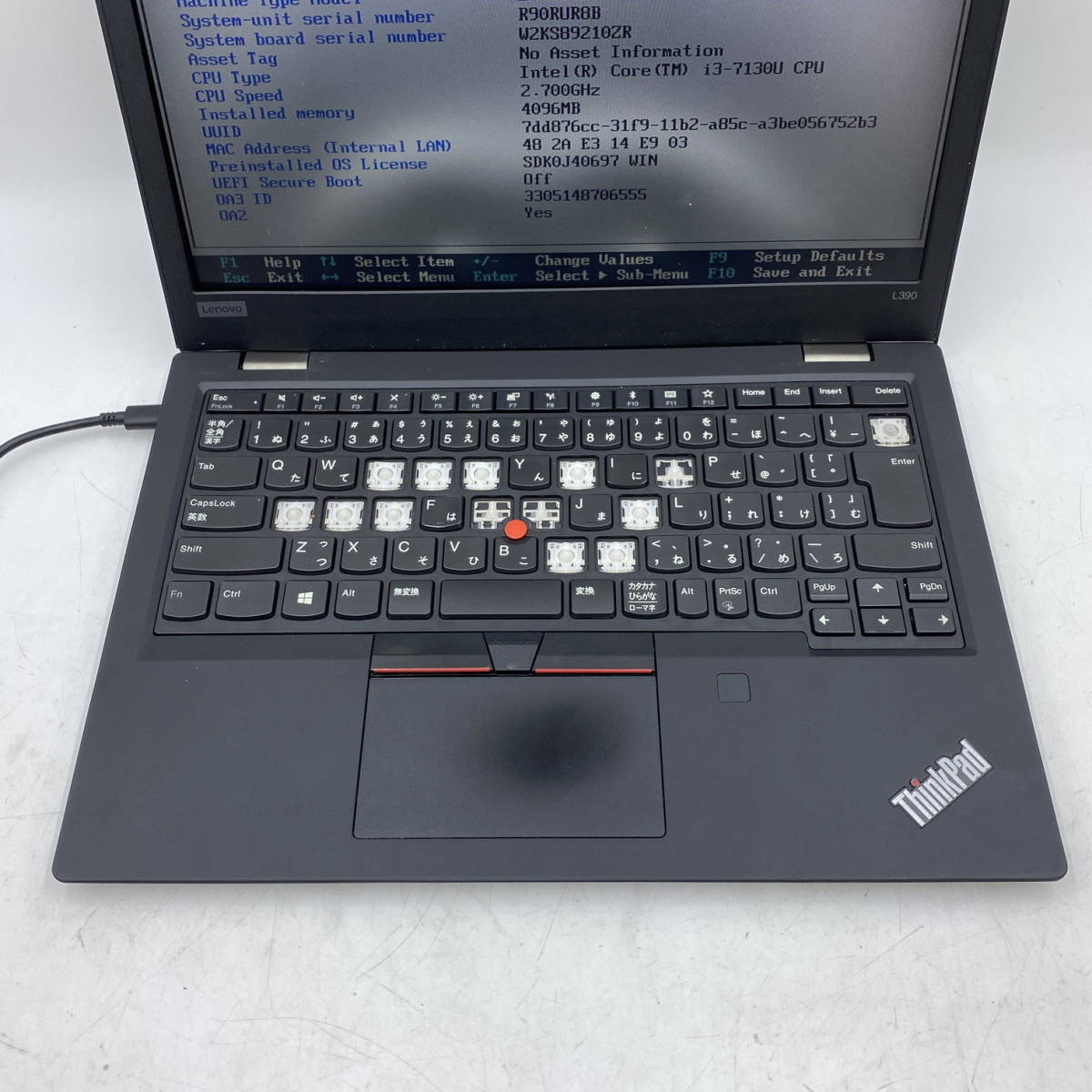 Lenovo ノートパソコン L390 CPU:i3-7130U ジャンクZ1307_画像5