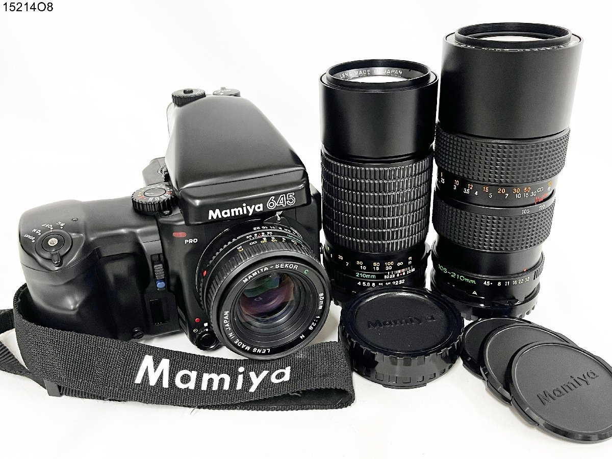 ★美品 保管庫品 シャッターOK◎ Mamiya マミヤ 645 PRO MAMIYA-SEKOR C 80mm 1:2.8 210mm 1:4 N 1:4.5 105-210mm 中判カメラ 15214O8-14_画像1