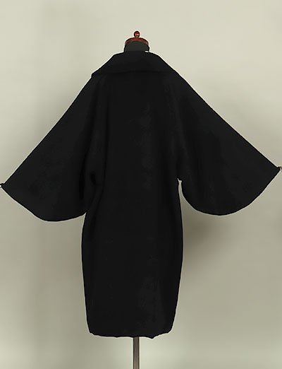 【和遊館】KOH026　アンゴラ６０％！へちま衿和装用高級ロングコート　黒色　ブラック_画像2