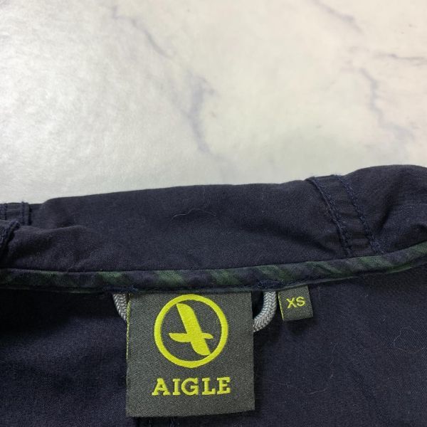 エーグル ジャンパー ジャケット 綿 コットン フード付き 紺 AIGLE ネイビー 小さいサイズ XS C8330_画像6