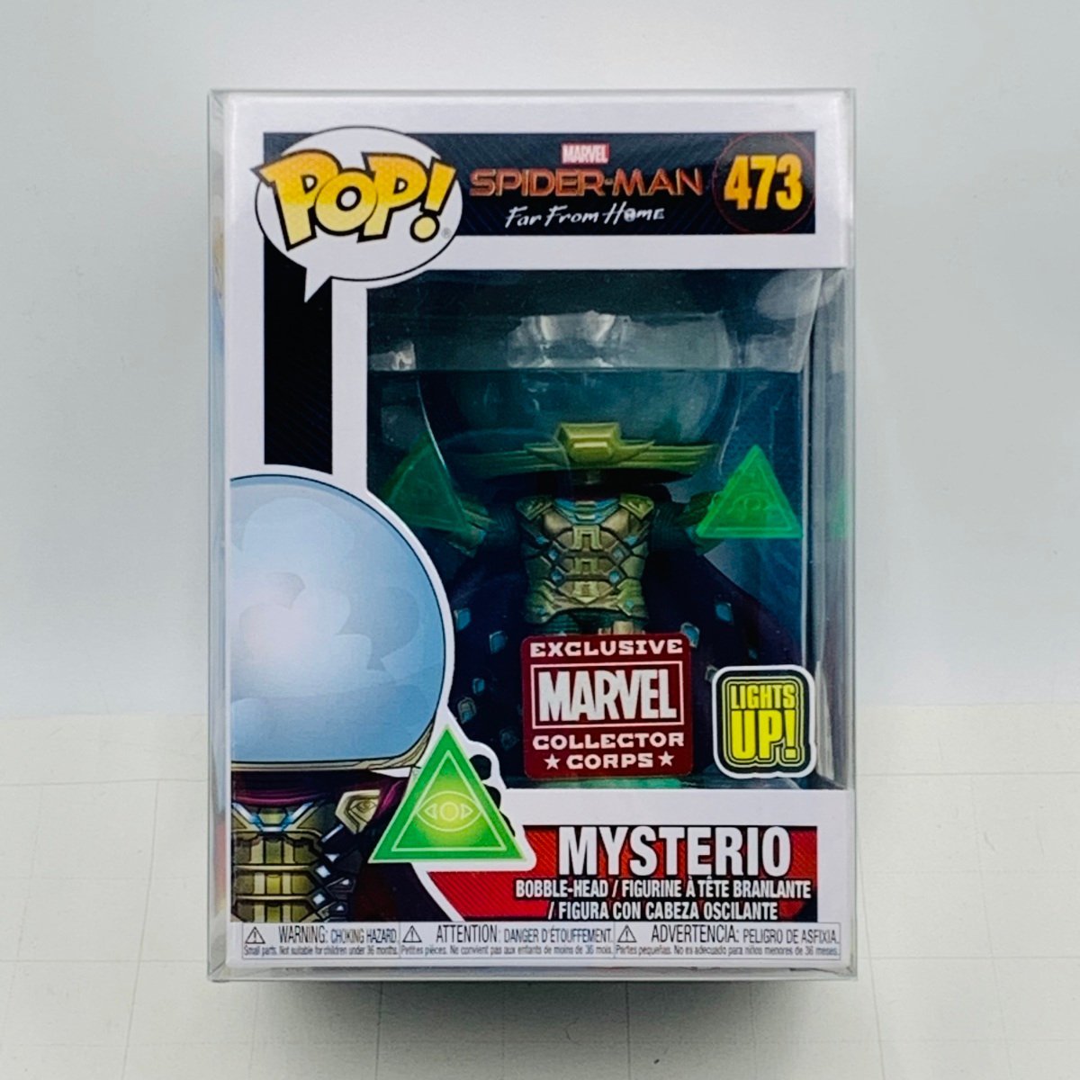 新品未開封 Funko POP! 473 SPIDER MAN スパイダーマン Far from home MYSTERIO ミステリオ LIGHT UP ライトアップ ver_画像1