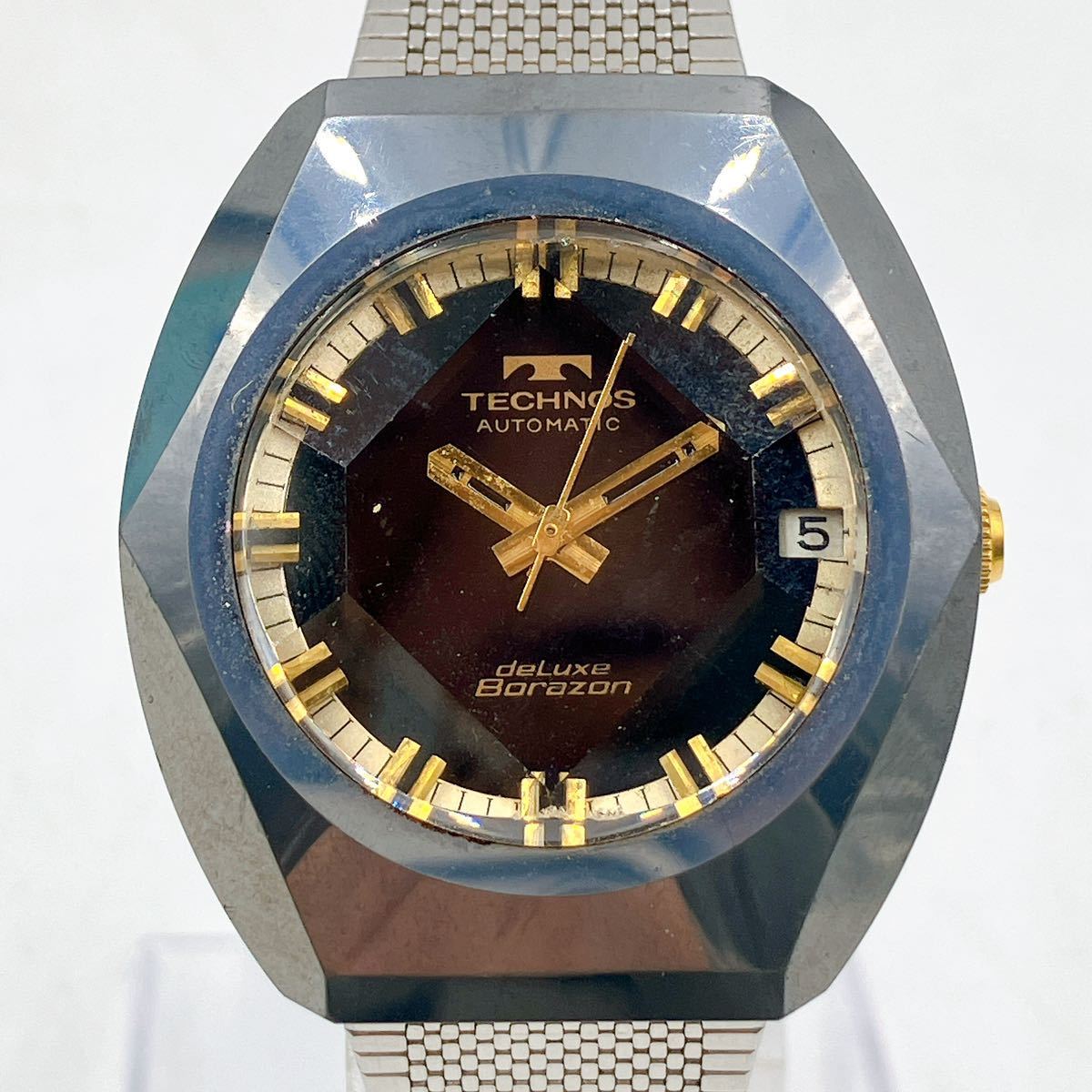 1AA118 TECHNOs s4a0512 テクノス 自動巻き Automatic 腕時計 シルバー色 ブラック ゴールド ブルー アクセサリー 中古 現状品_画像2