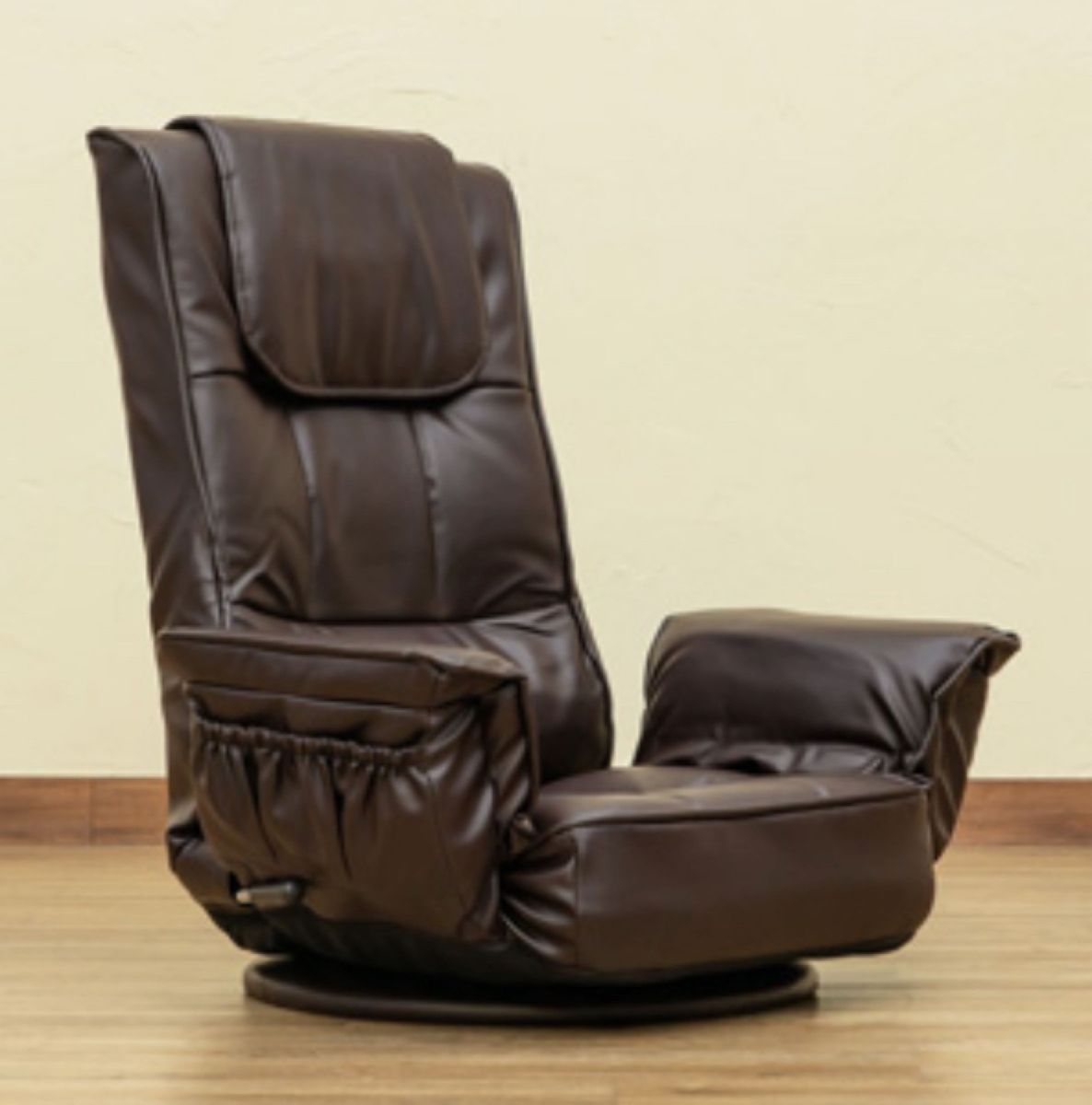 【新品 送料無料】　レバー式14段　回転座椅子　全2色　（ブラック）（ブラウン）ラウンジチェア　座椅子　 リクライニングチェア　