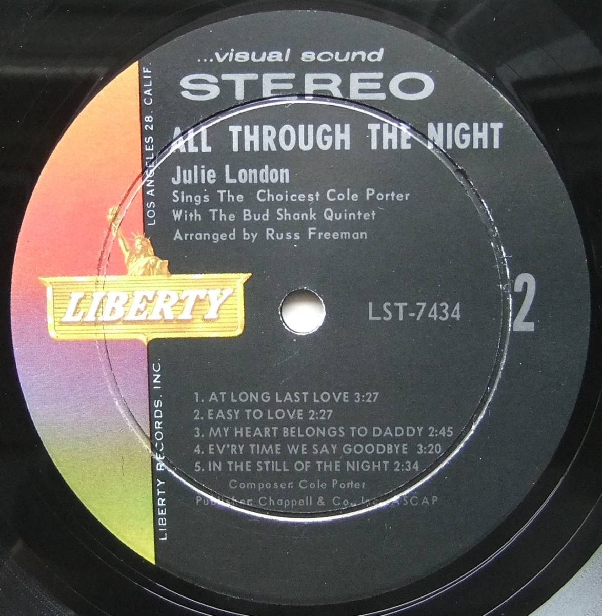 ◆ JULIE LONDON With BUD SHANK Quintet / All Through The Night ◆ Liberty LST-7434 (color:dg) ◆ W_画像4