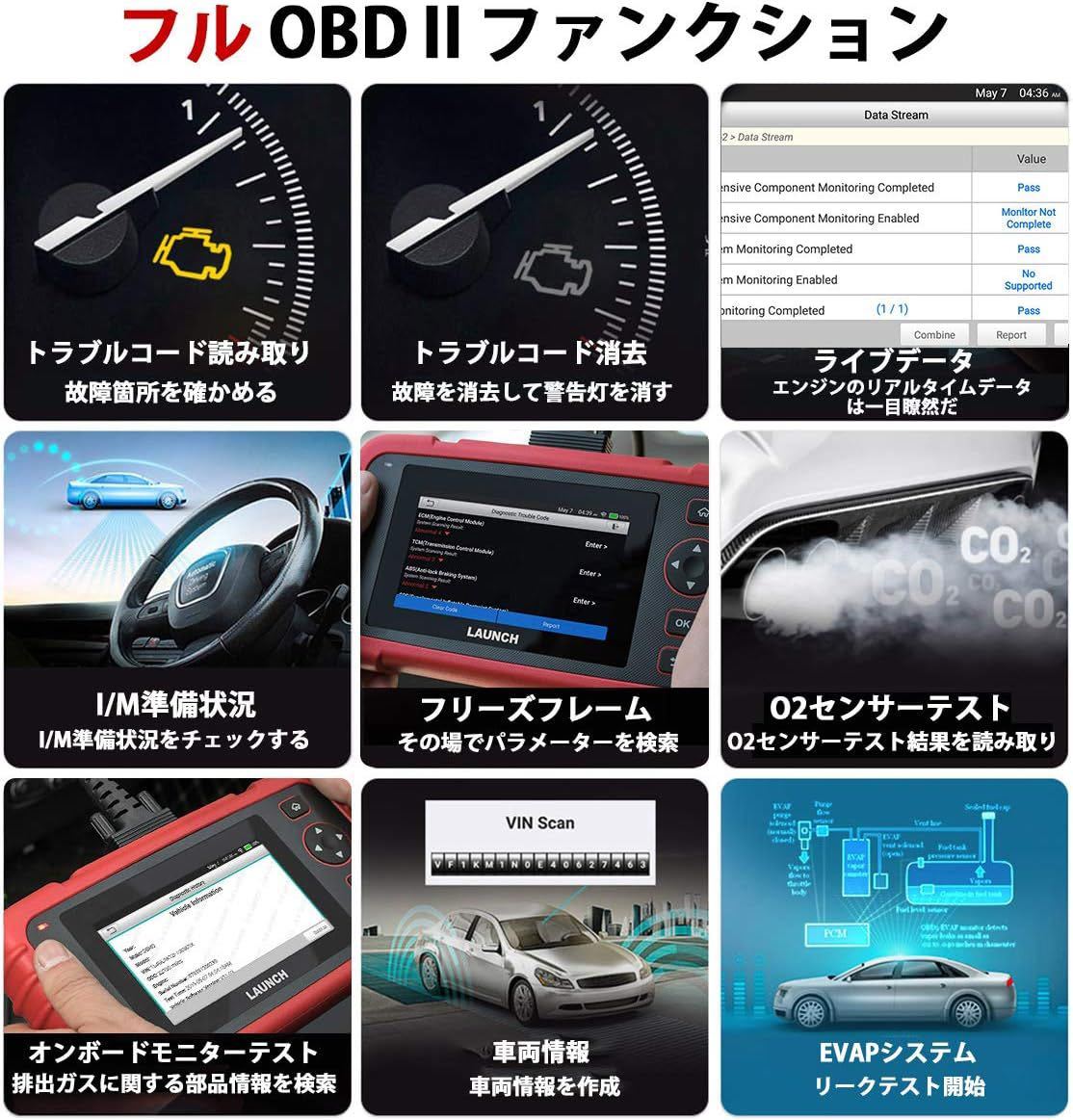 OBD2 診断機 故障診断機 日本語対応 自動車エンジントランスミッション 輸入車 ABS SRS4システム診断 スキャンツールAutoVinサービス 12V_画像4