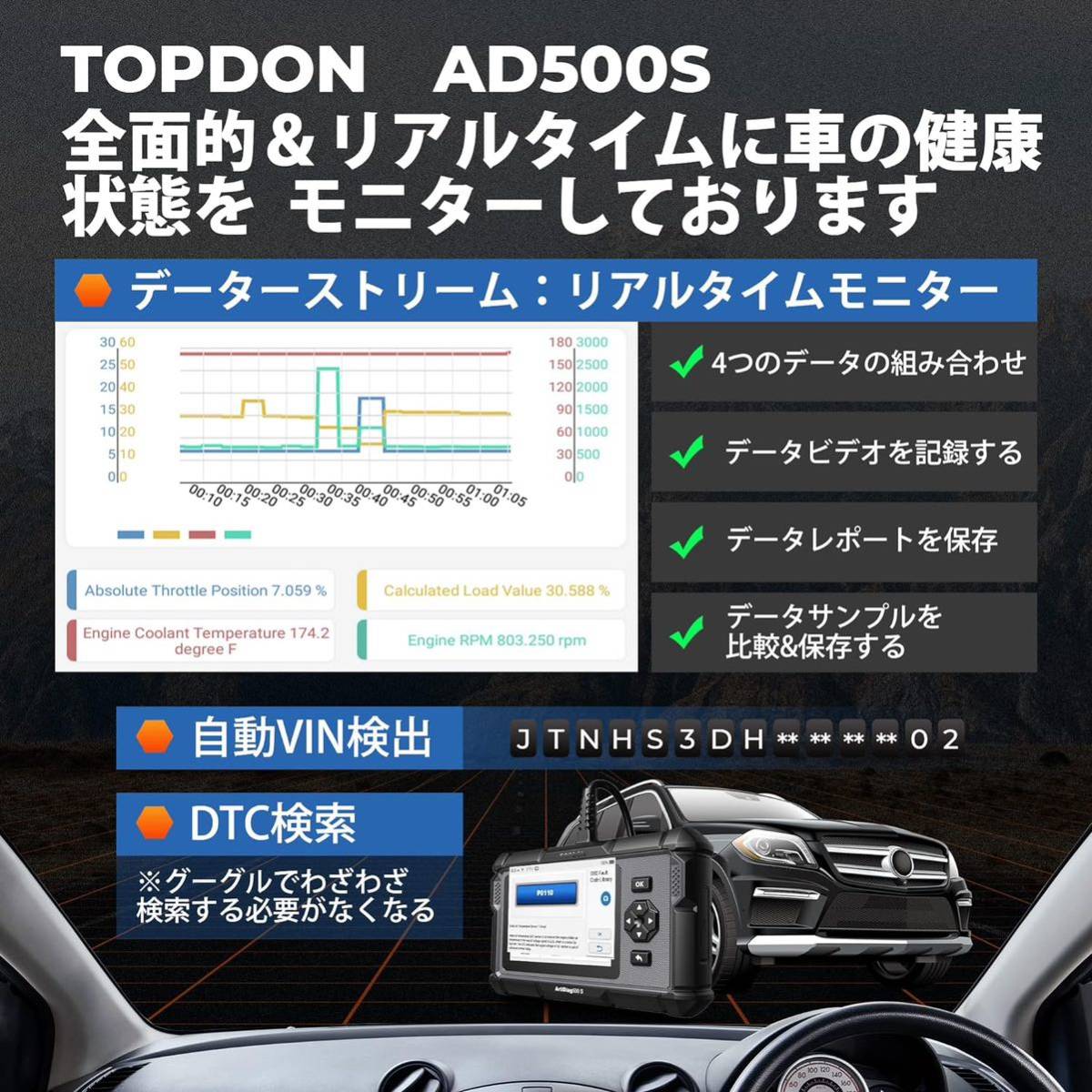 obd2 診断機 自動車 故障診断機 bmw ベンツ ダイハツ 日本車対応 obd スキャンツール リセット機能 obdテスター 自動車診断ツール 車 12V_画像7